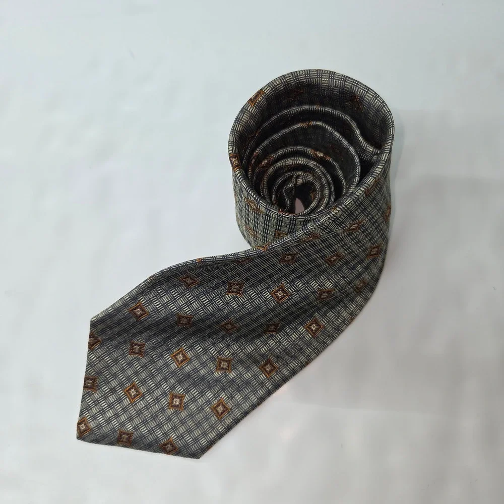 Vito Rufolo Mens Silk Geometric Pattern Tie Hand Made In Italy Designer‎ Necktie